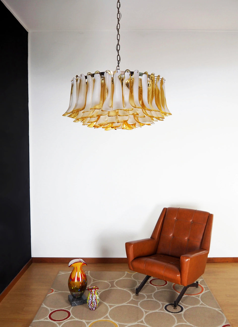 Murano Caramel Glass Petal Chandelier