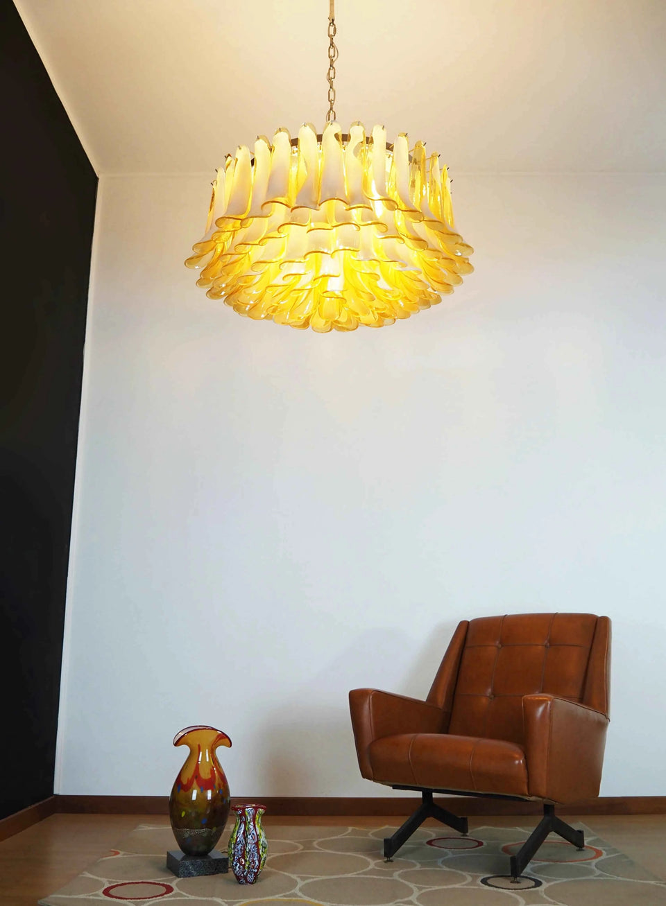 Murano Caramel Glass Petal Chandelier