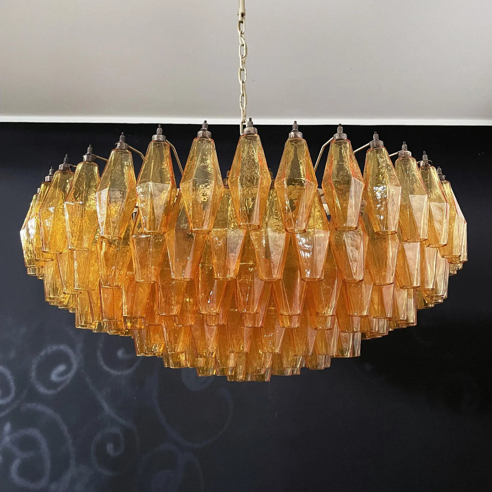 Murano Faceted Amber Glass Chandelier