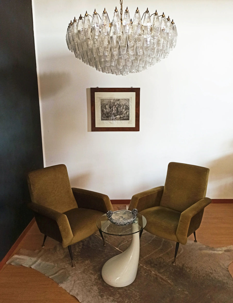 Murano Faceted Transparent Glass Chandelier