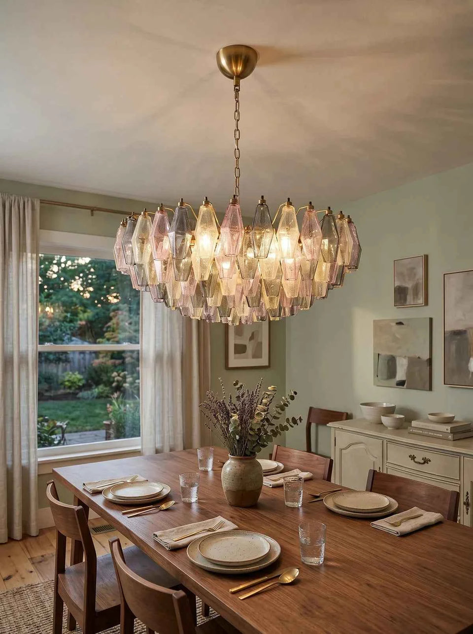Murano Faceted Multicolor Glass Chandelier