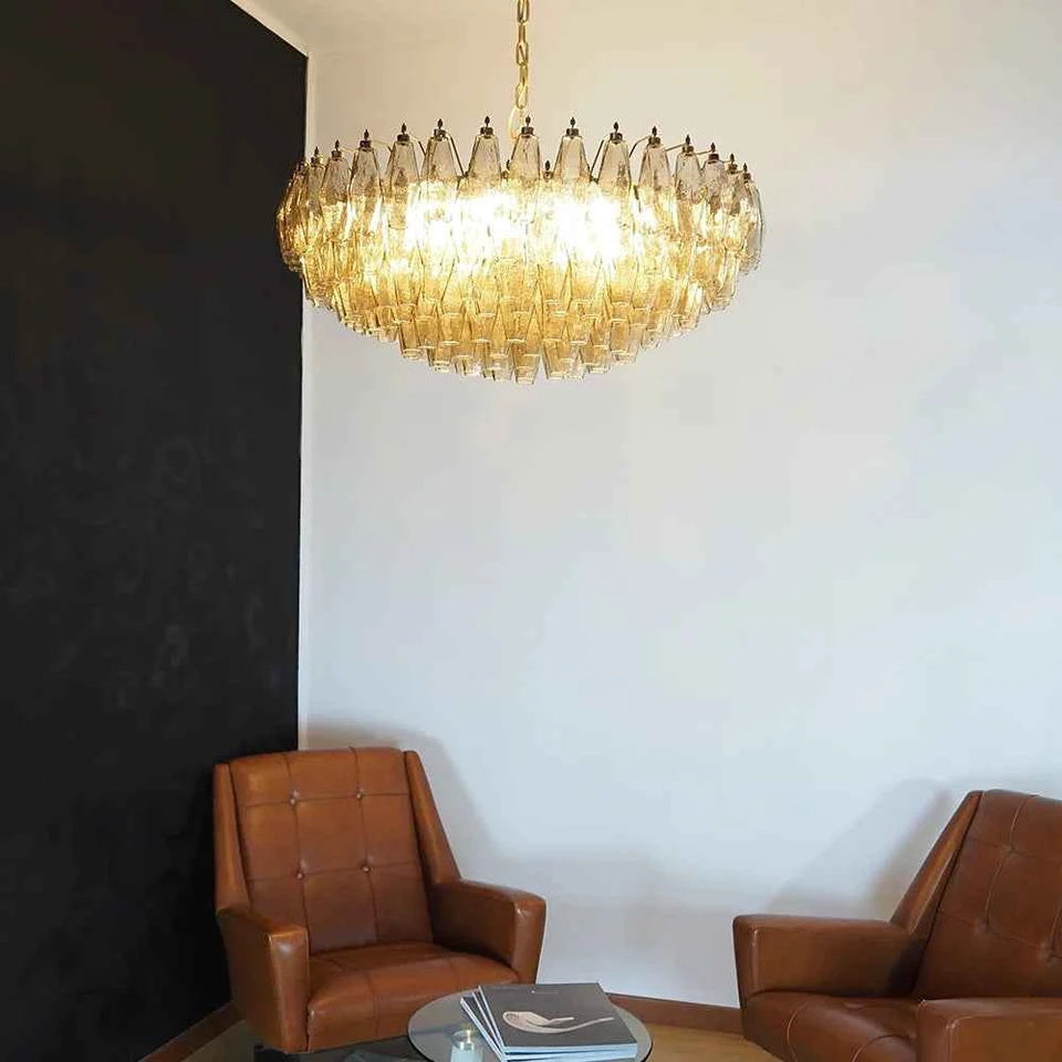 Murano Faceted Smoked Glass Chandelier