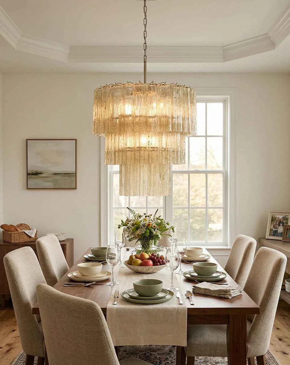 Murano Honey Glass Tube Chandelier