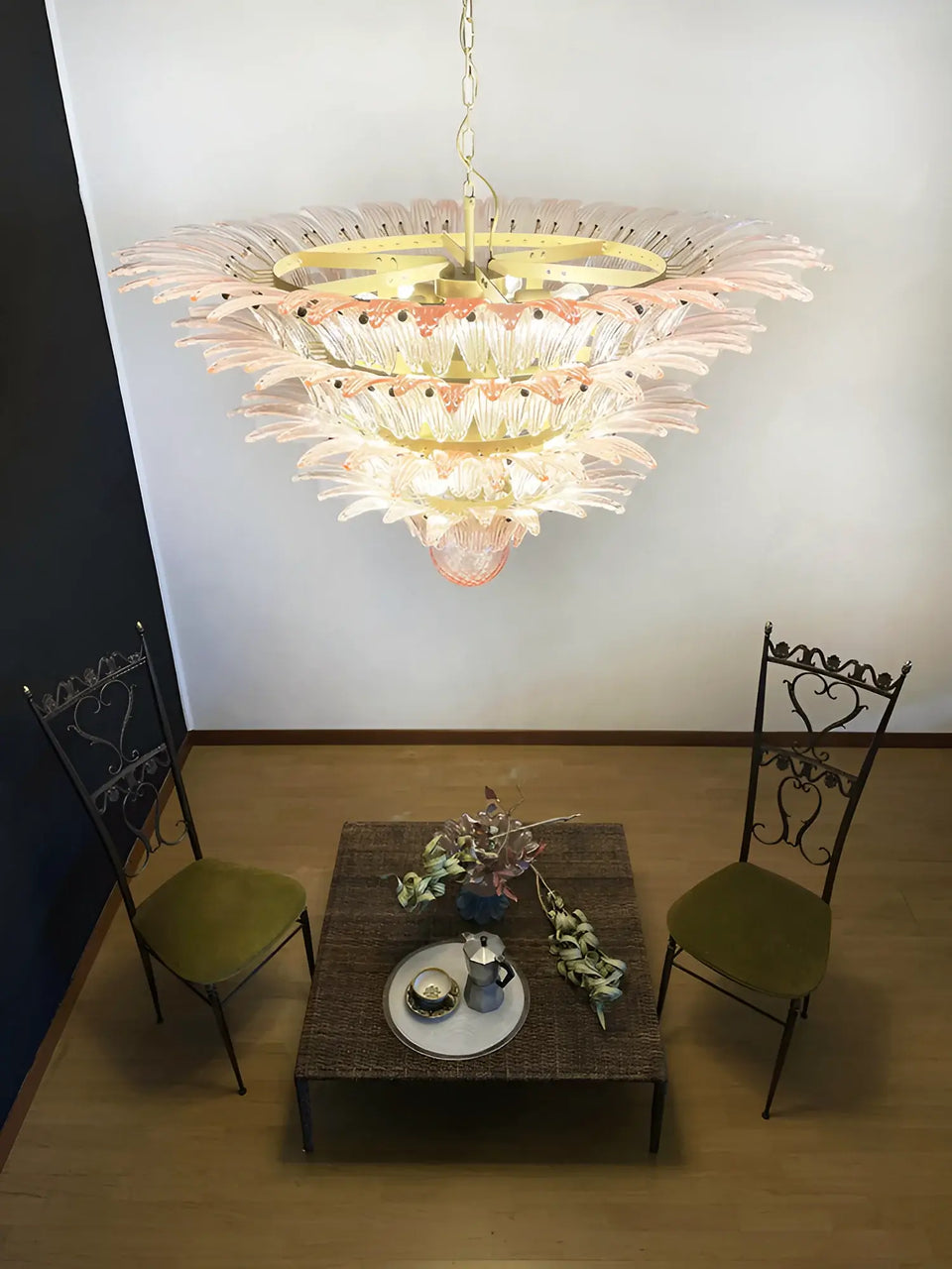 Murano Palmette Pink Chandelier