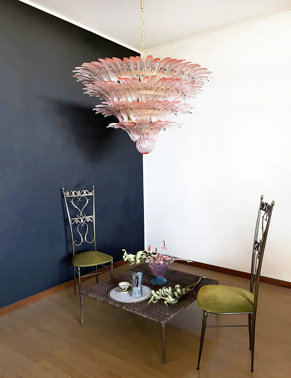 Murano Palmette Pink Chandelier