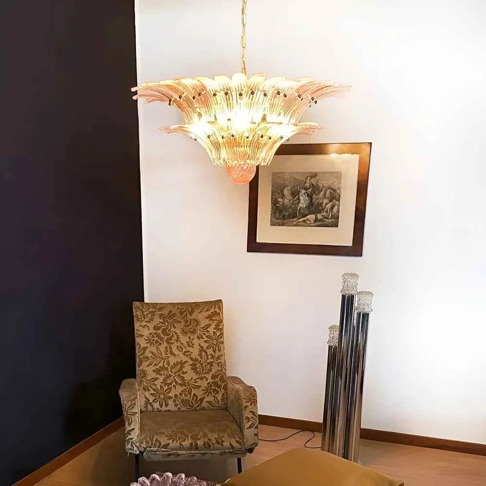 Murano Palmette Pink Chandelier