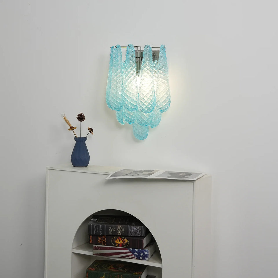 Murano Petals Glass Blue Wall Light