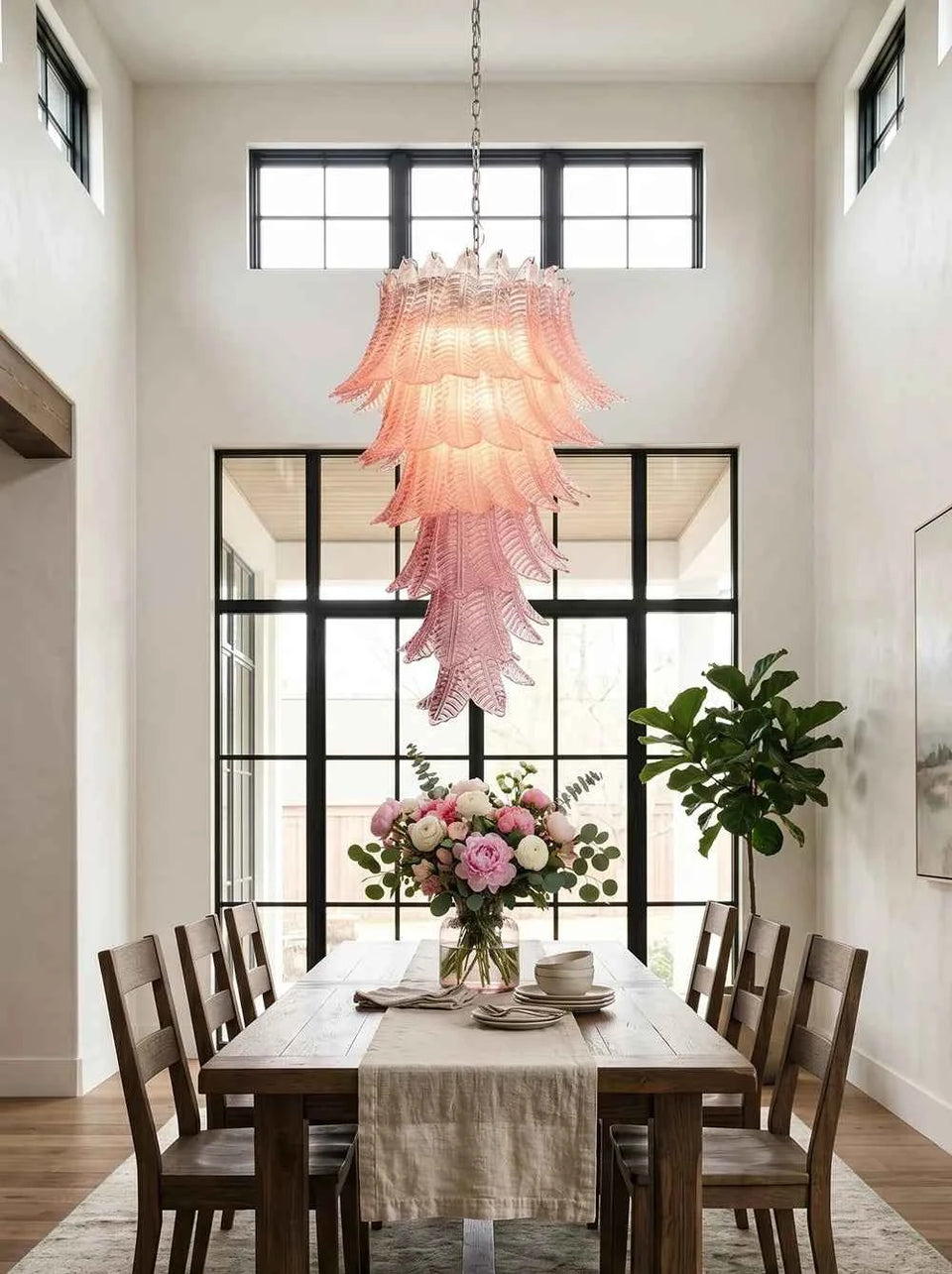 Murano Pink Felch Spiral Chandelier