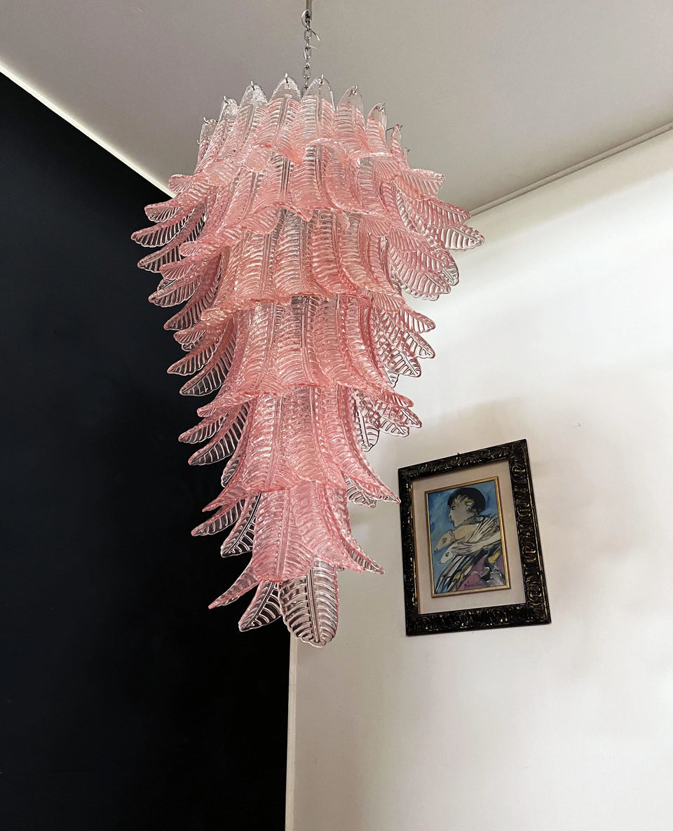 Murano Pink Felch Spiral Chandelier