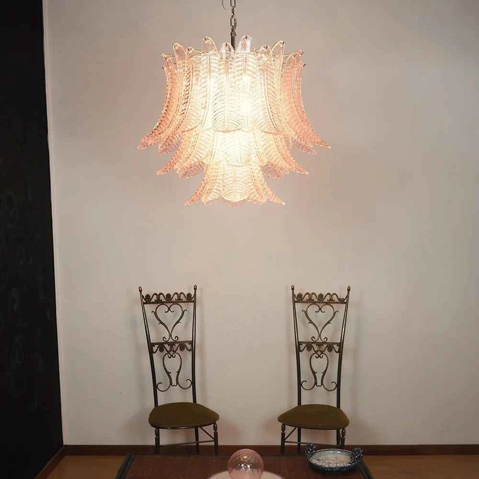 Murano Pink Ferns Glass Chandelier