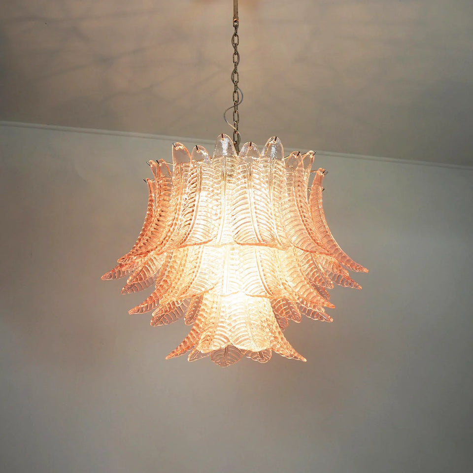 Murano Pink Ferns Glass Chandelier