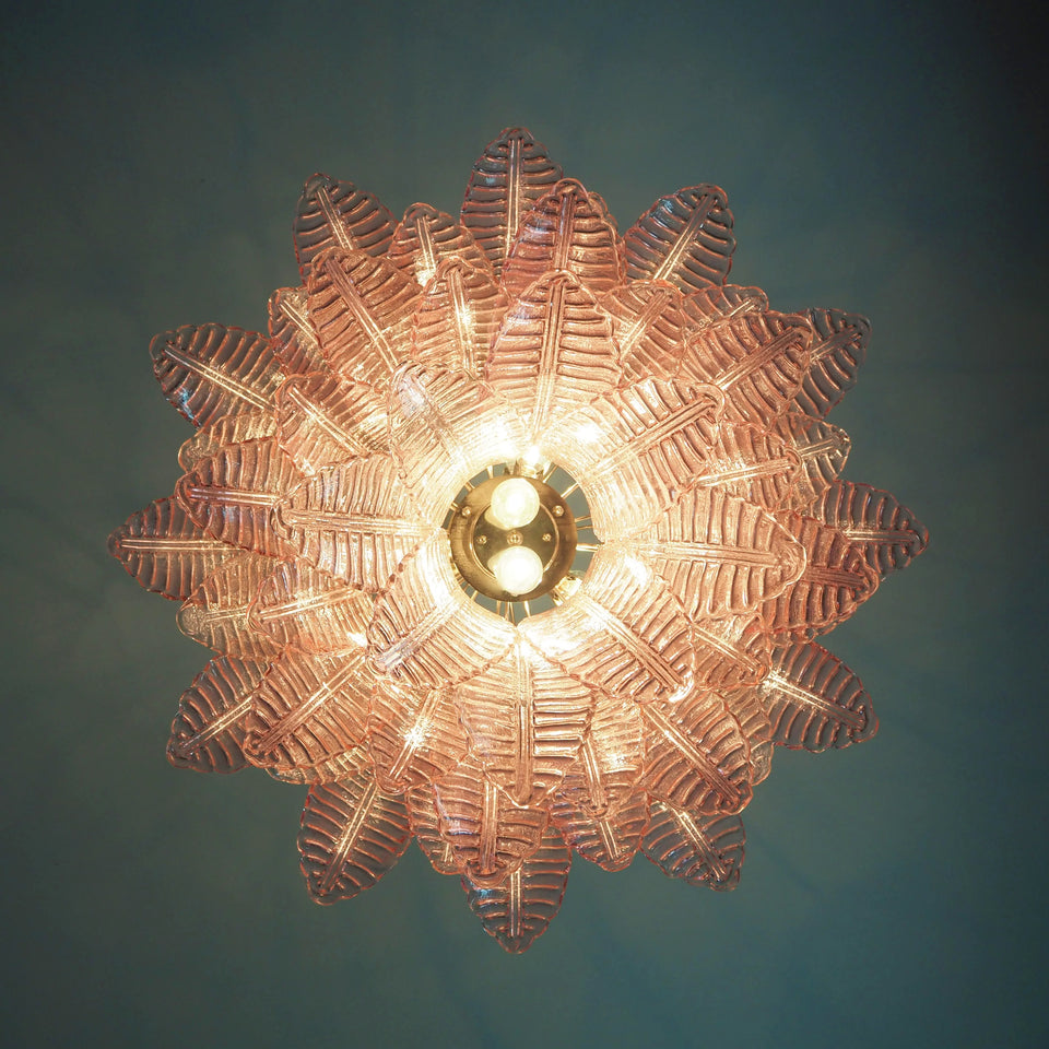 Murano Pink Ferns Glass Chandelier