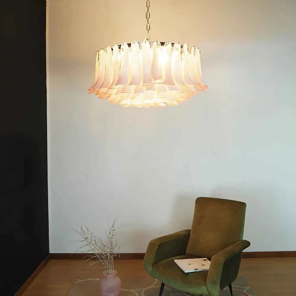 Murano Pink Glass Petal Chandelier
