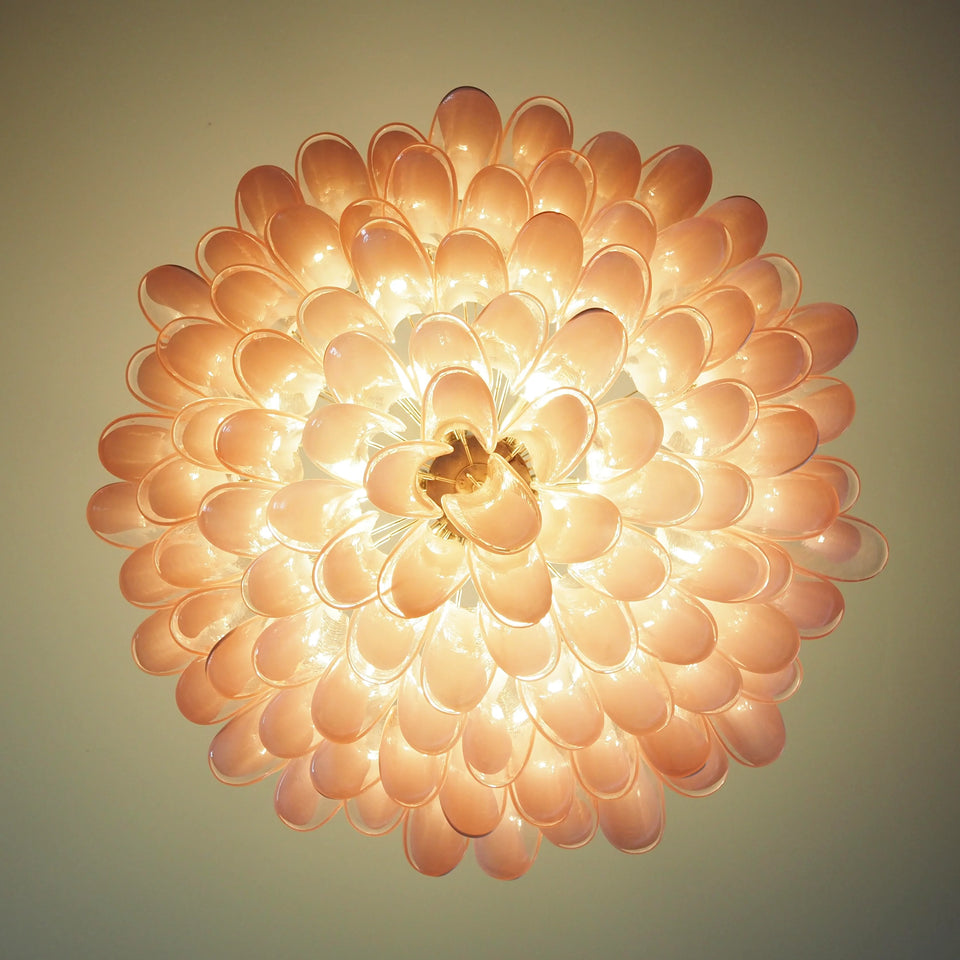 Murano Pink Glass Petal Chandelier