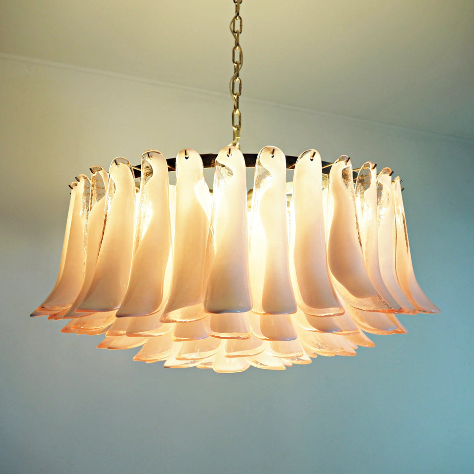 Murano Pink Glass Petal Chandelier