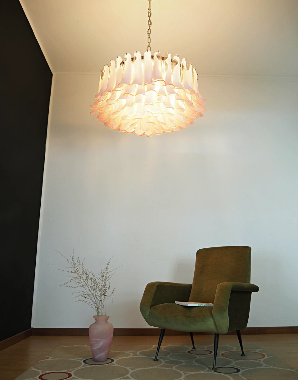 Murano Pink Glass Petal Chandelier