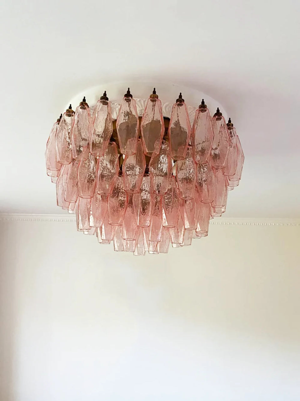 Murano Poliedri Pink Ceiling Light