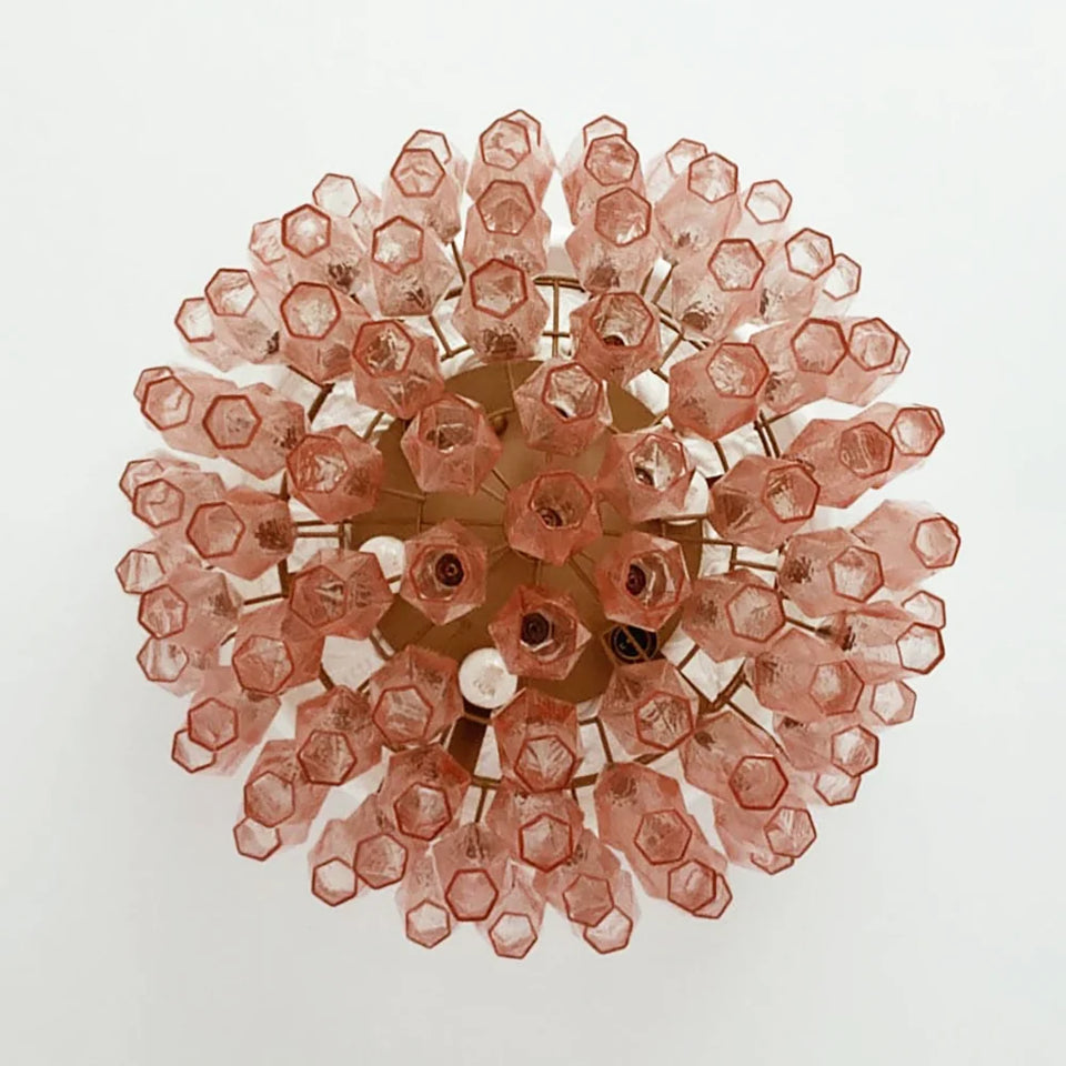 Murano Poliedri Pink Ceiling Light