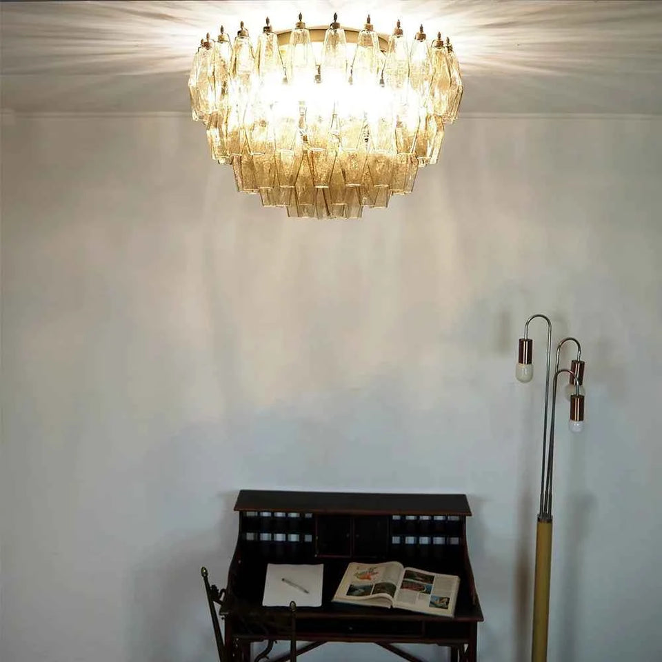 Murano Poliedri Smoked Ceiling Light