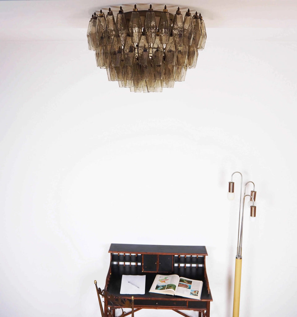 Murano Poliedri Smoked Ceiling Light