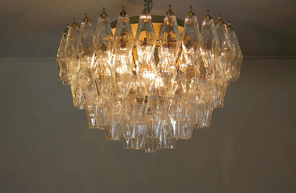 Murano Poliedri Transparent Ceiling Light