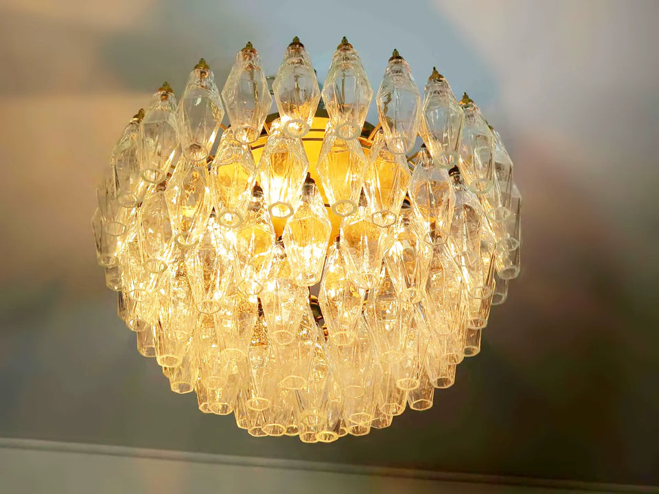 Murano Poliedri Transparent Ceiling Light
