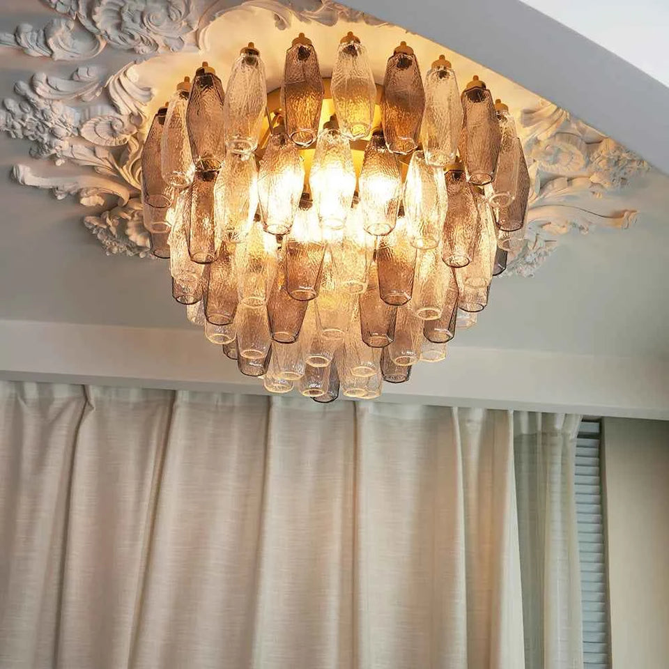 Murano Poliedri Transparent Smoked Ceiling Light