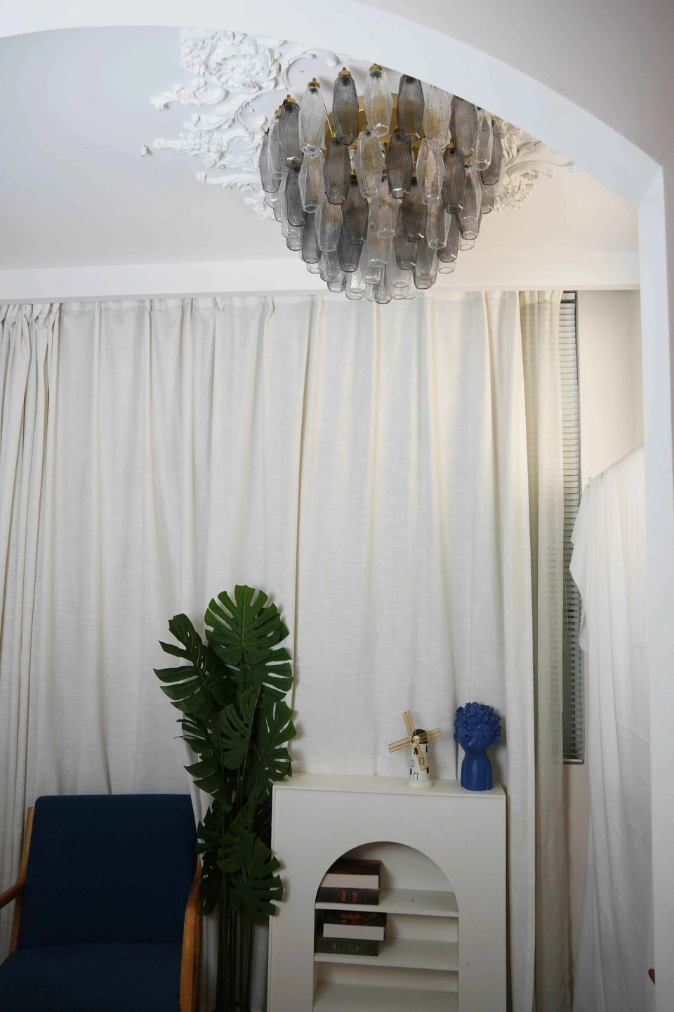 Murano Poliedri Transparent Smoked Ceiling Light