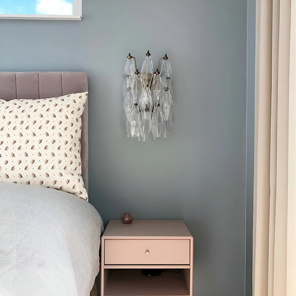 Murano Poliedri Transparent Glass Wall Sconces