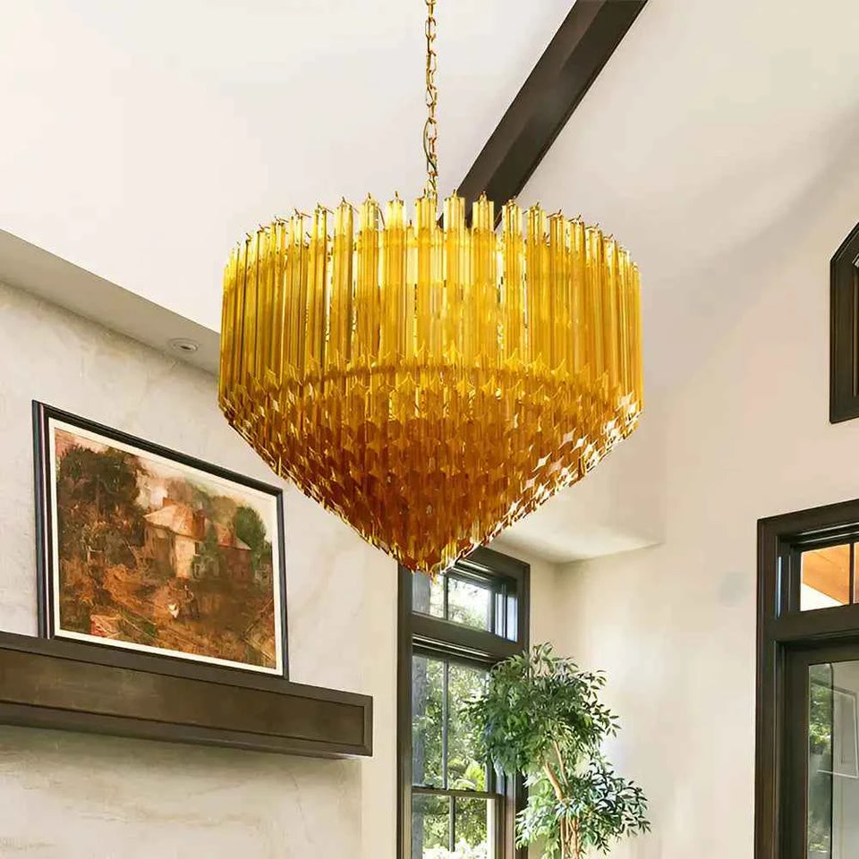 Murano Prisms Amber Chandelier