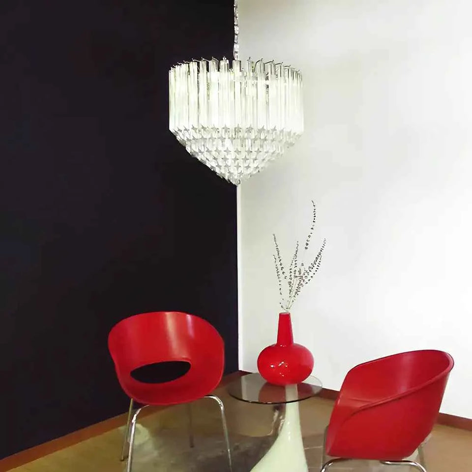Murano Quadriedri Prisms Transparent Chandelier