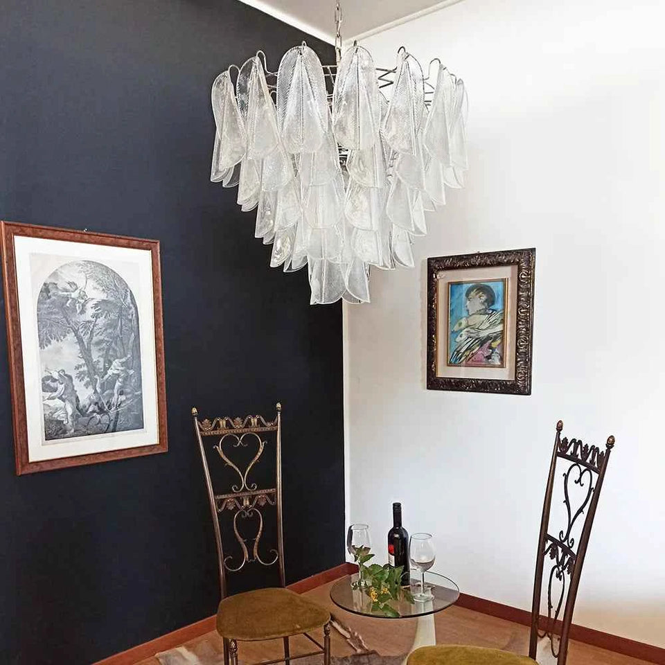 Murano Glass Leaves Transparent Chandelier