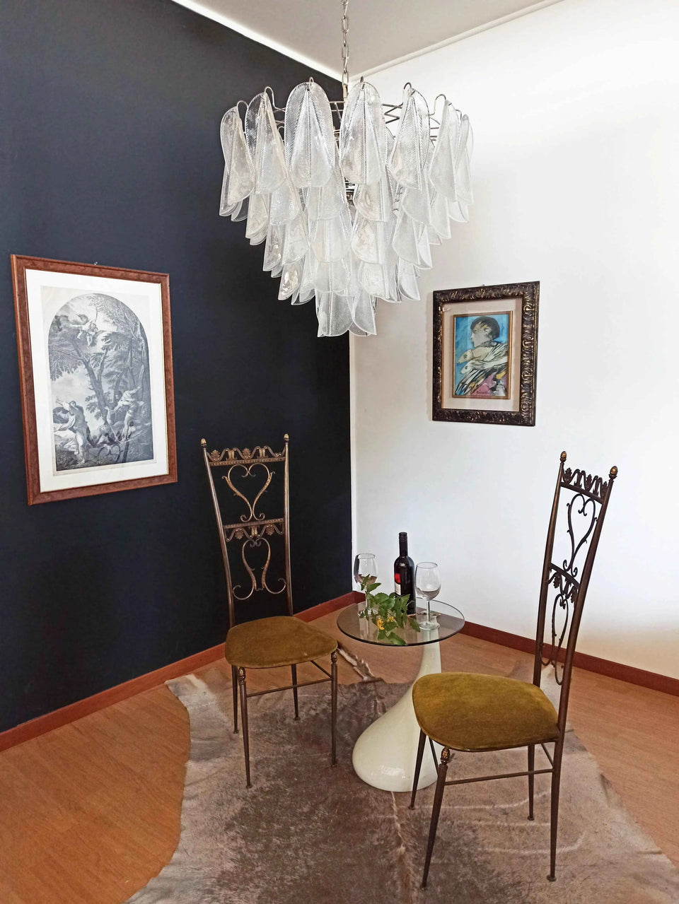 Murano Glass Leaves Transparent Chandelier