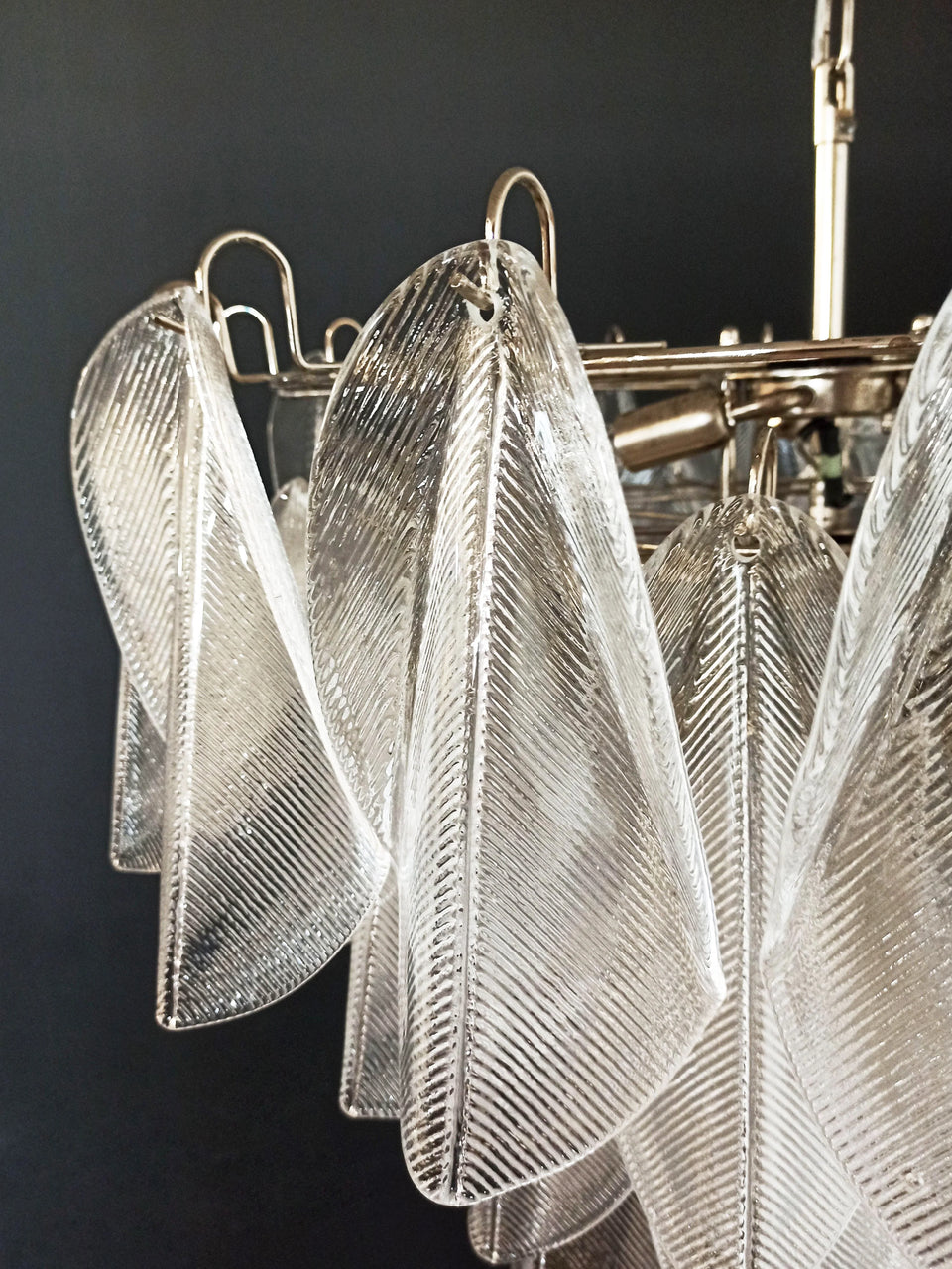 Murano Glass Leaves Transparent Chandelier