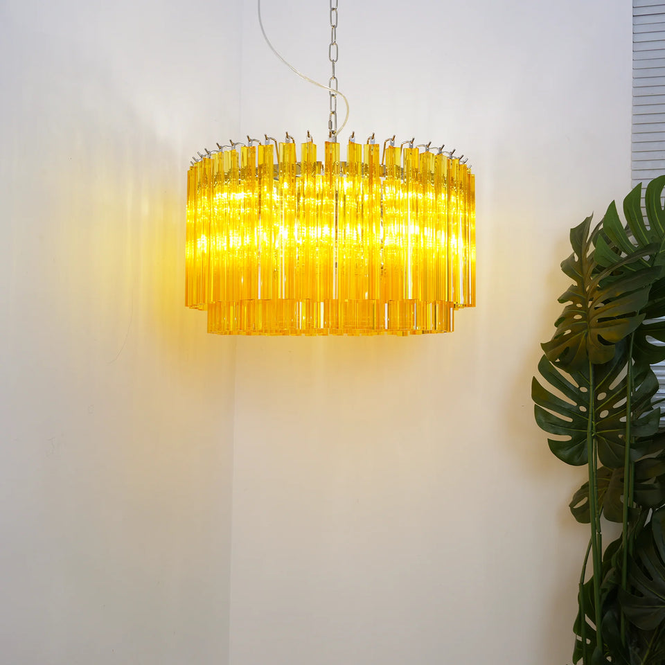 Murano Round Prisms Amber Chandelier
