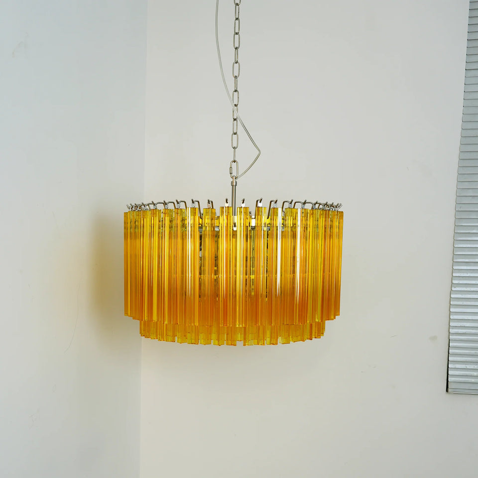 Murano Round Prisms Amber Chandelier