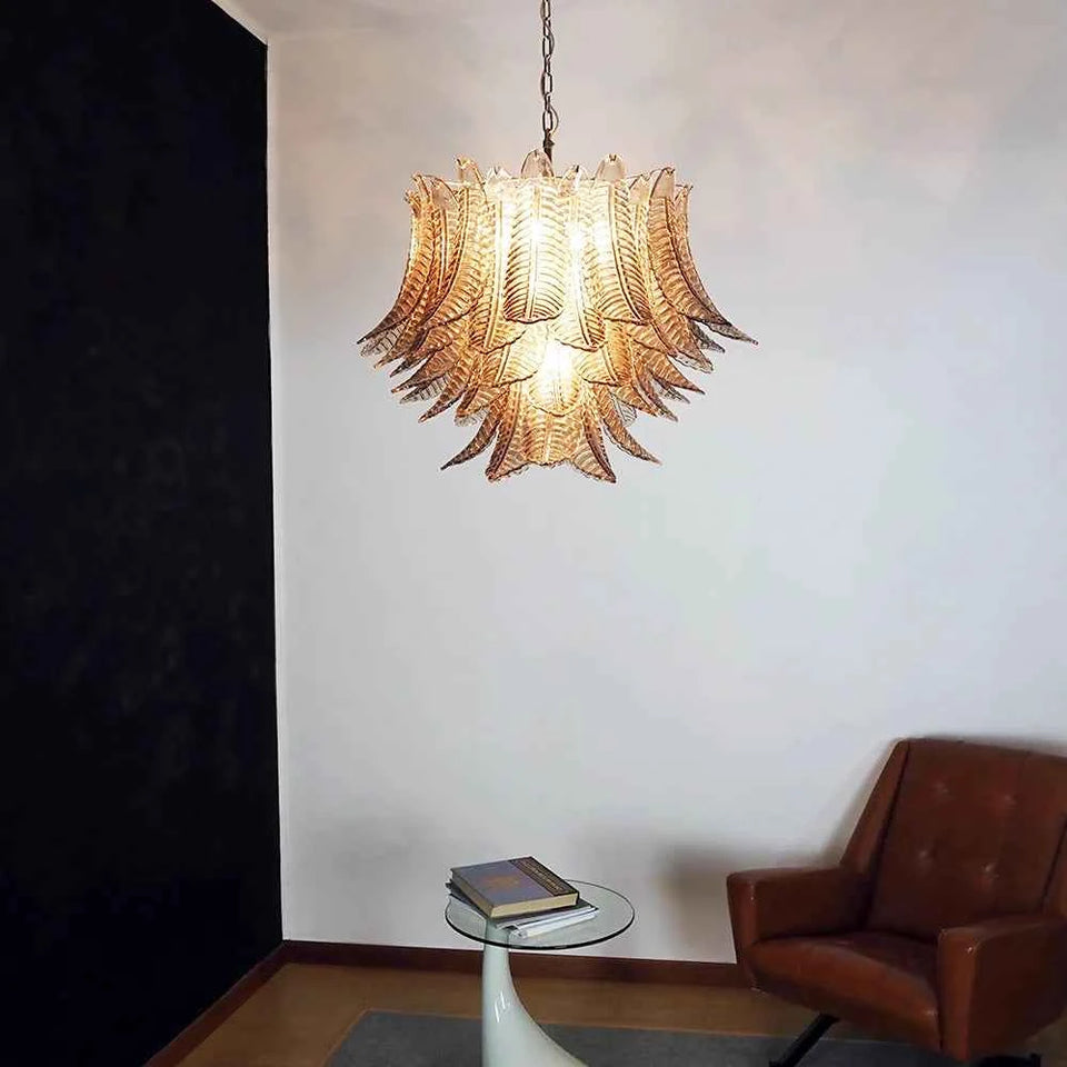 Murano Smoked Ferns Glass Chandelier