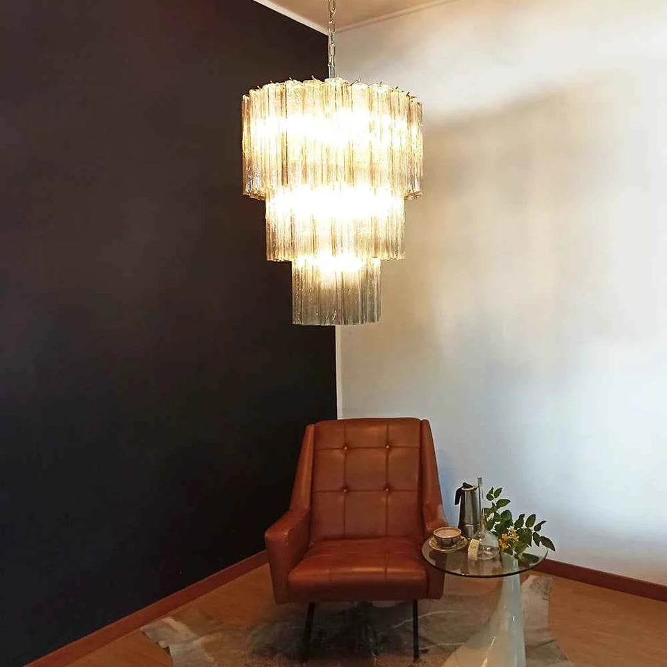 Murano Smoked Glass Tube Chandelier