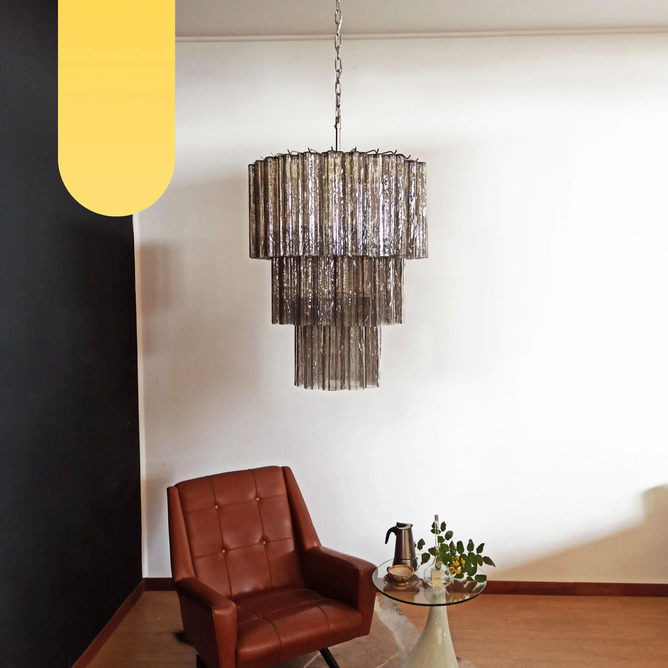 Murano Smoked Glass Tube Chandelier