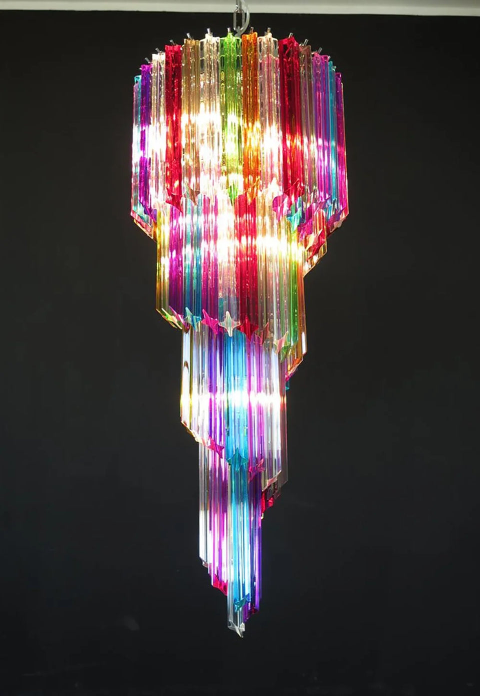 Murano Spiral Multicolor Prism Glass Chandelier