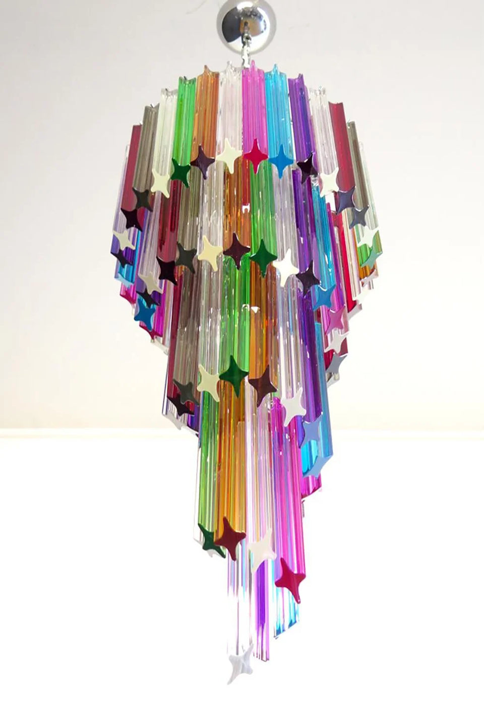 Murano Spiral Multicolor Prism Glass Chandelier