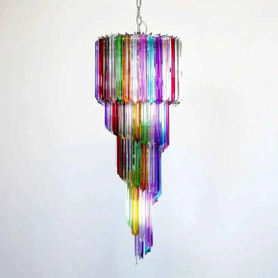 Murano Spiral Multicolor Prism Glass Chandelier