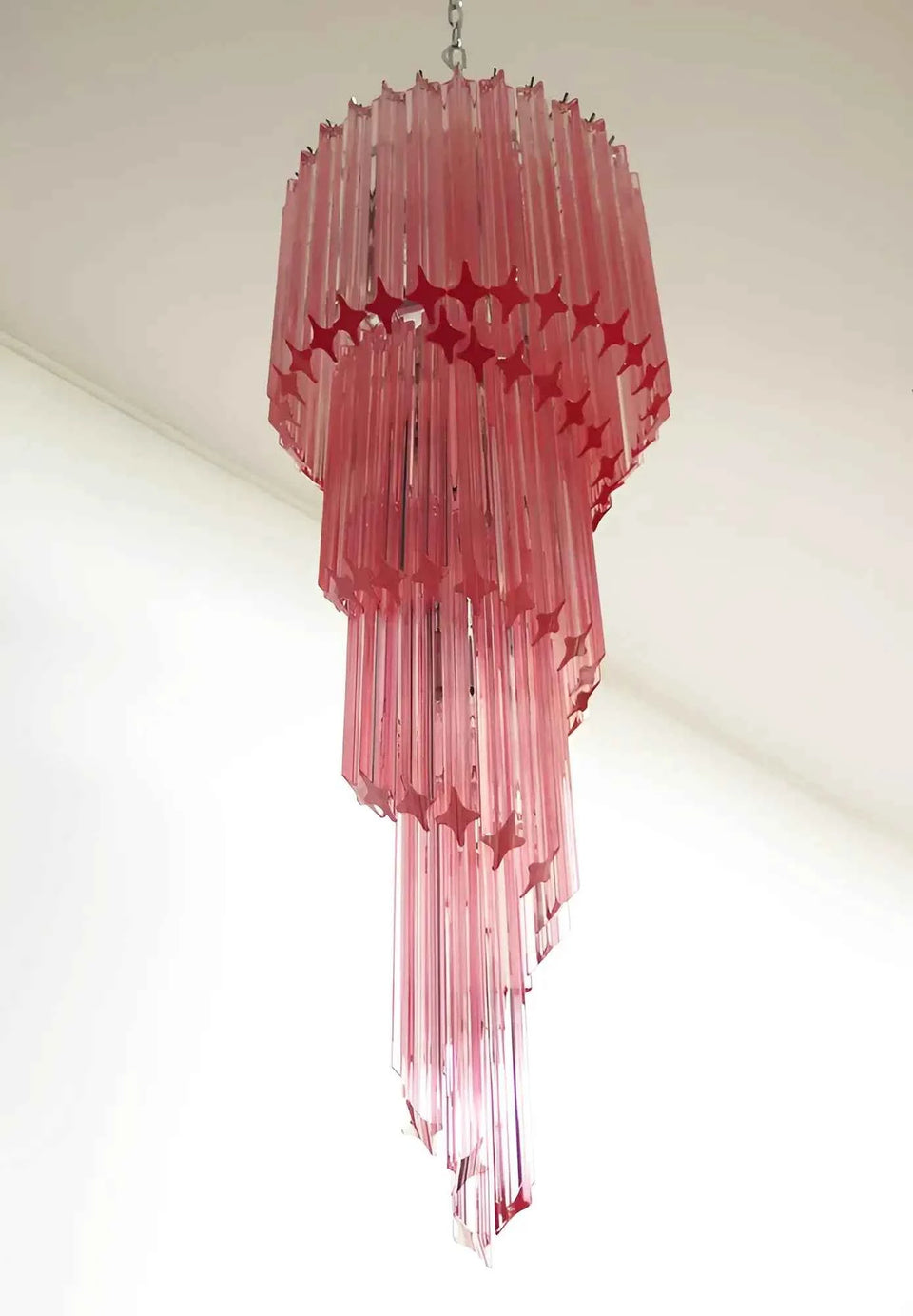 Murano Spiral Pink Prism Glass Chandelier
