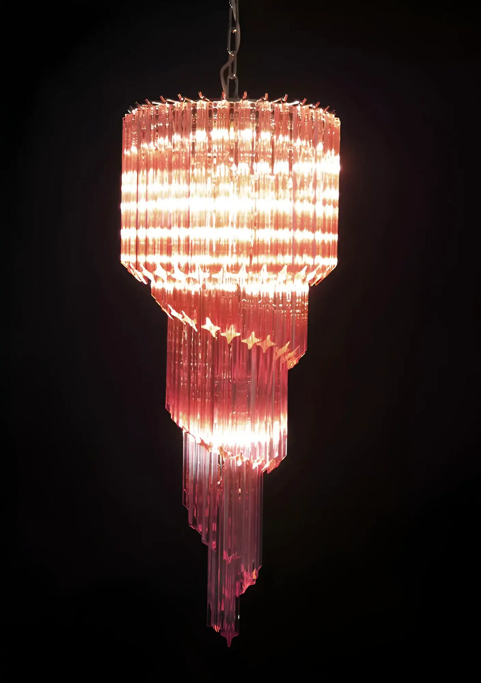 Murano Spiral Pink Prism Glass Chandelier