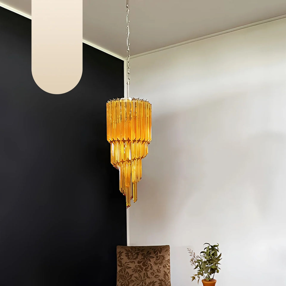 Murano Spiral Prisms Amber Chandelier
