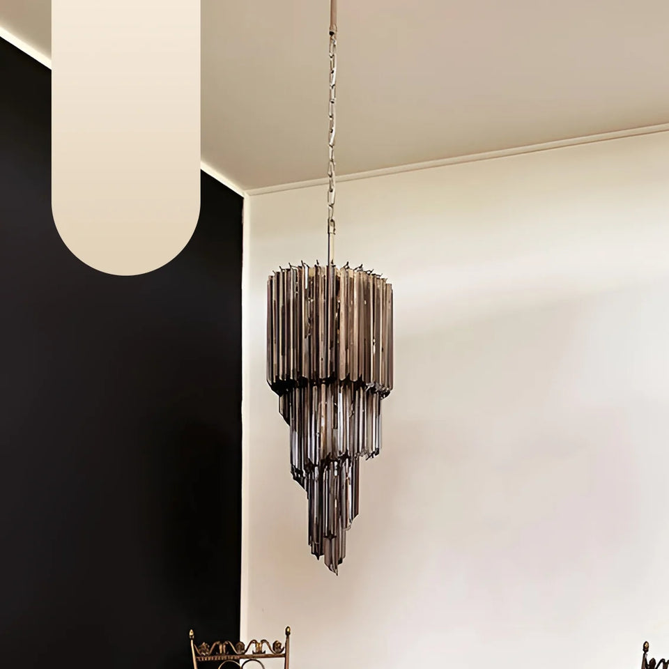 Murano Spiral Prisms Smoked Chandelier