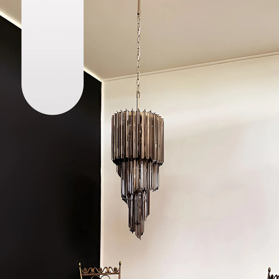 Murano Spiral Prisms Smoked Chandelier
