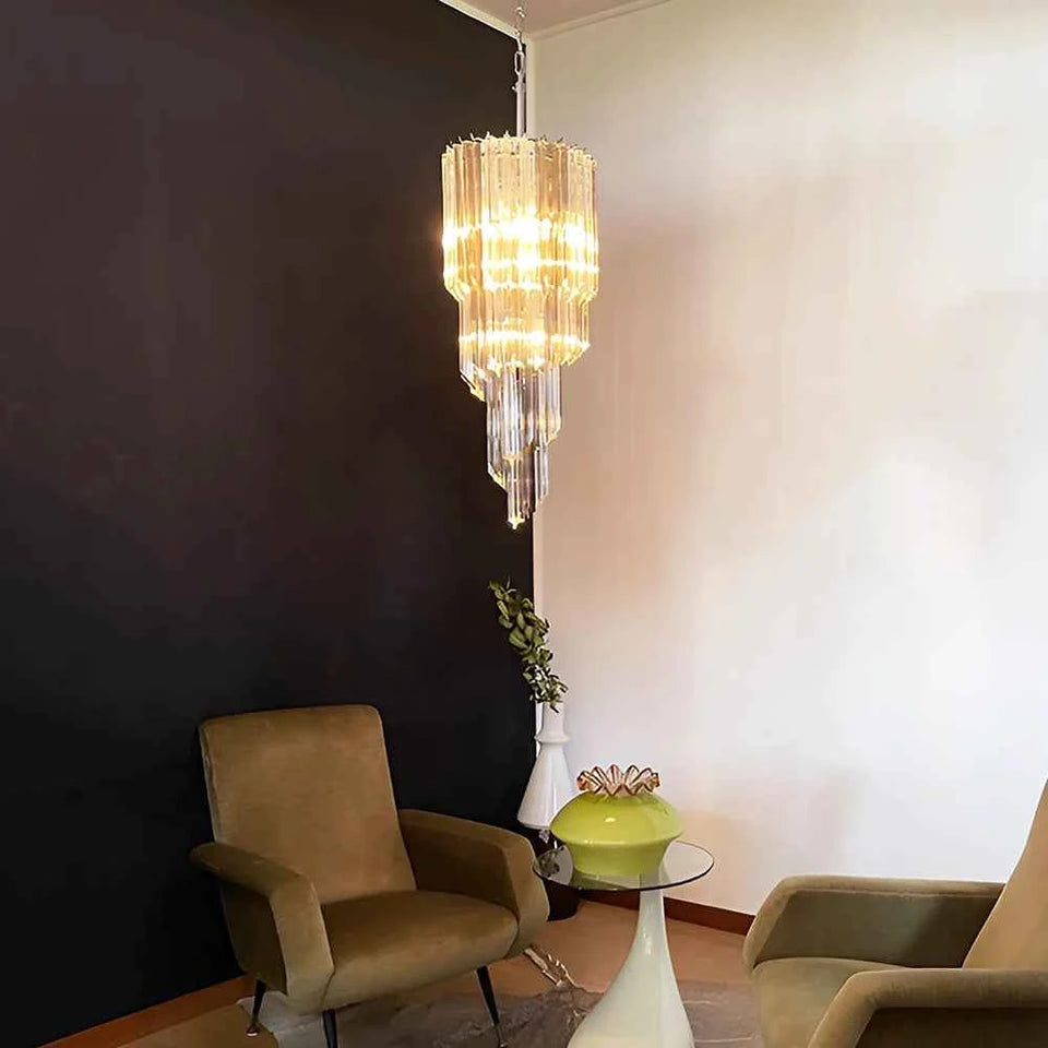 Murano Spiral Prisms Transparent Smoked Chandelier