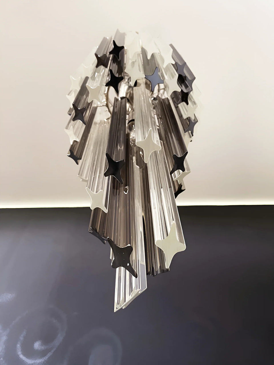 Murano Spiral Prisms Transparent Smoked Chandelier
