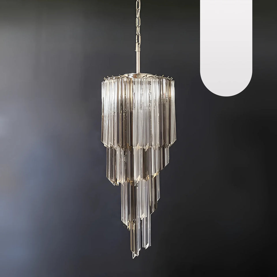Murano Spiral Prisms Transparent Smoked Chandelier